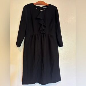 Marimekko Chary Westburg Dress medium Black Minimalist Sheath with Ruffle Detail